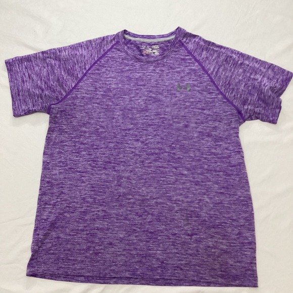 Under Armour HeatGear Activewear Purple Short Sleeve Shirt Size Medium - Picture 1 of 6